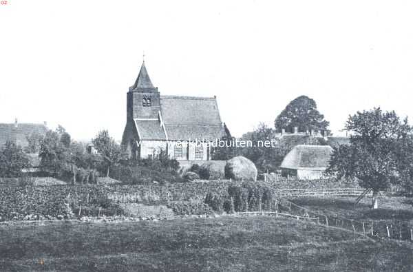 Gelderland, 1918, Well, Het Huijs van Malsen. De Oude Kerk van Well, van den dijk af gezien