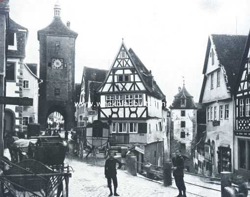 Duitsland, 1918, Rothenburg ob der Tauber, Rothenburg ob der Tauber. Het laagste gedeelte der Schmiedegasse 