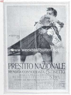 Onbekend, 1918, Onbekend, Over oorlogscuriosa. Affiche voor een Italiaansche oorlogsleening