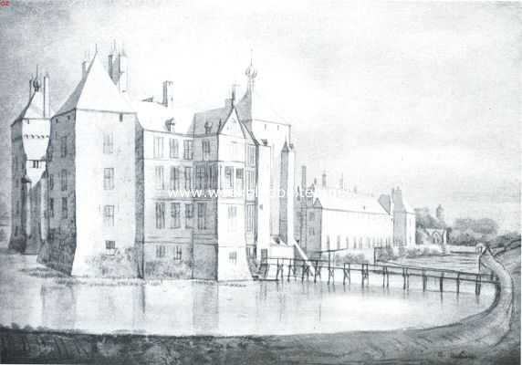 Gelderland, 1918, Buren, Buren. Het kasteel te Buren (achterzijde)  in welstand. Naar een oude prent