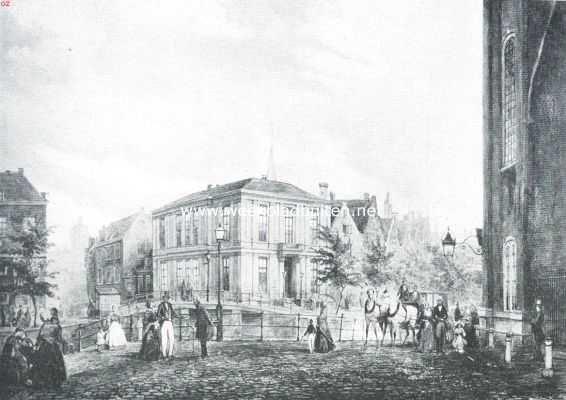 Grachtenschoon. Het Spui bij de Luthersche Kerk en N.Z. Voorburgwal, omstreeks 1860. Naar de aquarel van W.F. Hekking Jr. (Stedelijk archief)