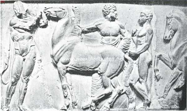 Griekenland, 1918, Athene, Fragment van het relief van het fries van het Parthenon te Athene