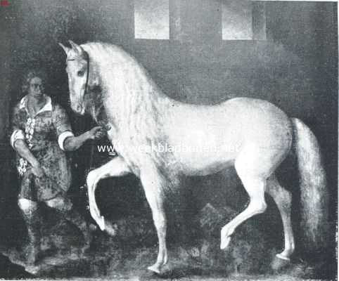 Het paard in de beeldende kunst. Paard, in 1600 buitgemaakt door Lodewijk van Nassau op den Aartshertog van Oostenrijk. Naar de schilderij van P. van Hillegaert in het Rijksmuseum te Amsterdam