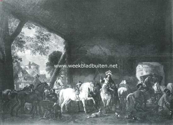 Onbekend, 1918, Onbekend, Het paard in de beeldende kunst. De aankomst in den stal. Naar de schilderij van Phil. Wouwermans in het Mauritshuis