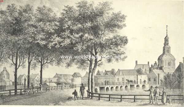 Zuid-Holland, 1918, Leiden, De poorten van Leiden. Gezicht op de Witte Poort te Leiden, gebouwd in 1650, gesloopt in 1865