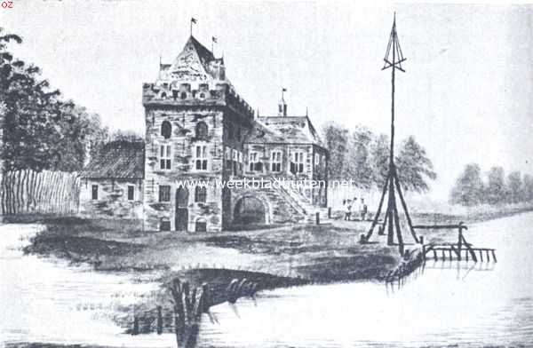 Zuid-Holland, 1918, Rotterdam, De Rotte en haar omgeving. Het Huis te Crooswijck in 1412. Naar een teekening , berustende op het gemeentearchief te Rotterdam