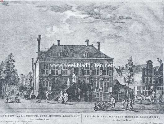 Het West-Indisch Huis te Amsterdam. Het oude West-Indische Huis op de Heerenmarkt gebouwd in 1617 als Vleeschhal, van 1623-1647 zetel der West-Indische Compagnie en in 1657 ingericht tot logement, bekend als het Nieuwezijds Heerenlogement. Uit den atlas Fouquet