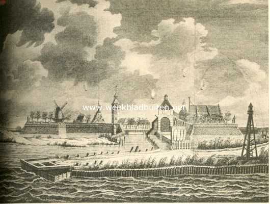 Gezicht op Willemstad van de zijde van de Buitensluis in 1793
