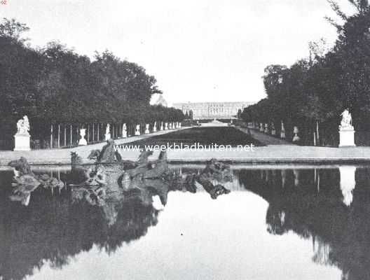 Frankrijk, 1919, Versailles, Het einde. 28 juni 1919. Gezicht uit het park bij het 