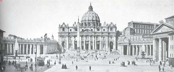 Itali, 1919, Rome, Pleinen en monumenten van Rome. St. Pietersplein met den Dom van St. Pieter