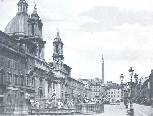 Itali, 1919, Rome, Pleinen en monumenten van Rome. Het Navona-plein te Rome
