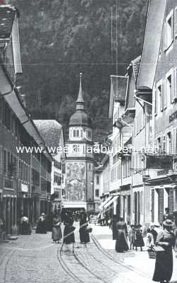 Zwitserland, 1919, Altorf, Het Vierwaldsttter-meer. Straat in Altorf