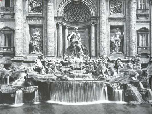 Itali, 1919, Rome, De fonteinen van Rome. De Trevi-fontein te Rome