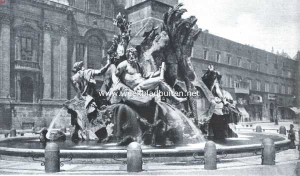 Itali, 1919, Rome, De fonteinen van Rome. De fontein der Vier Stromen
