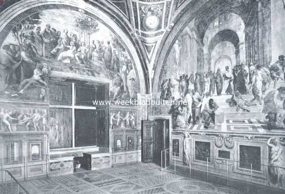 Itali, 1920, Rome, Rome, de stad der paleizen. De Sala della Segnatura in het Vaticaan, met fresco's van Rafael