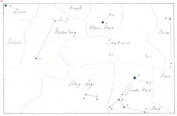 Onbekend, 1920, Onbekend, De sterrenhemel in Februari