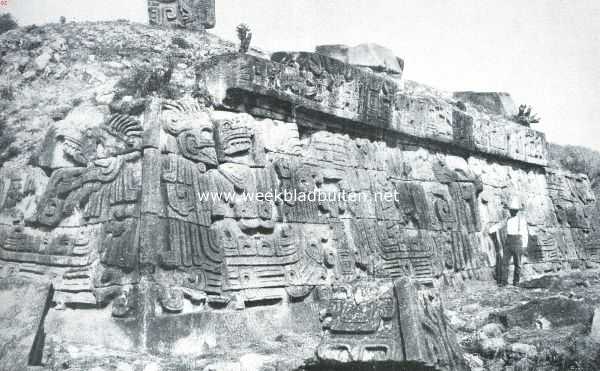 Mexico, 1920, Mitla, Bij de tempelrunen van Mitla. Fragment van den tempel van Mitla