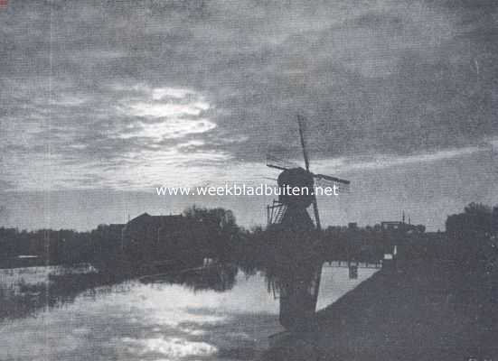 Nederland, 1920, Onbekend, Onze windmolen-typen. Wipmolen bij zonsondergang