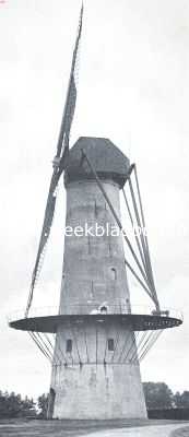 Gelderland, 1920, Steenderen, Onze windmolen-typen. Hooge ronde steenen bovenkruier. Korenmolen bij Steenderen