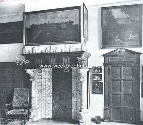 Noord-Holland, 1920, Haarlem, Het Stadhuis te Haarlem. Oude schouw in de werkkamer van het archief