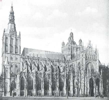 Noord-Brabant, 1920, Den Bosch, De St. Jans Kathedraal te 's Hertogenbosch. Van 't zuiden gezien