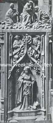 Noord-Brabant, 1920, Den Bosch, De St. Jans Kathedraal te 's Hertogenbosch. Dtail van een koorbank 1