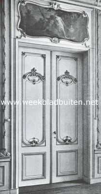 Zuid-Holland, 1920, Den Haag, Het huis van Jan de Witt. Deur in Lodewijk XV-stijl tusschen rechterachter en rechtervoorsalon