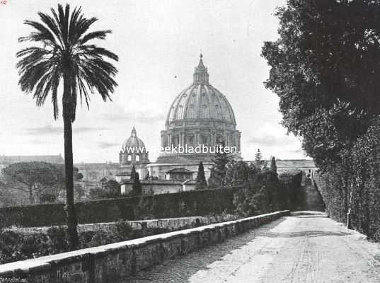 Itali, 1920, Rome, Kerken en curiositeiten in Rome. Gezicht op den St. Pieterskoepel