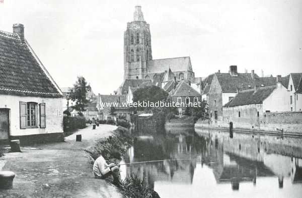 Belgi, 1920, Oudenaarde, Oudenaarde. Smallendam te Ouderaarde, met gezicht op de St. Walburgakerk