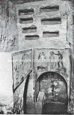 Itali, 1920, Rome, In de katakomben. Doopkapel in de katakombe van Pontianus