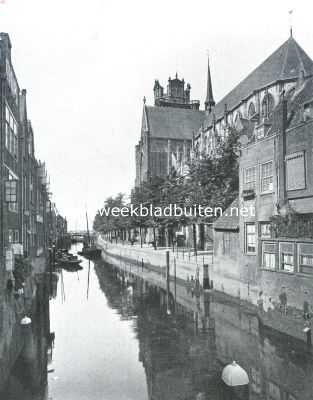 Zuid-Holland, 1920, Dordrecht, Het in 1280 gegraven gedeelte van de Oude Haven bij de Groote Kerk te Dordrecht