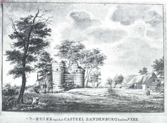 Zeeland, 1920, Veere, Walcheren. Overblijfselen van het poortgebouw van het kasteel Zandenburg bij Veere omstr. 1800. Gesloopt in 1812