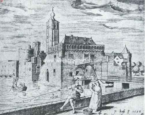 Zeeland, 1920, Souburg, Walcheren. Het kasteel te West-Souburg in 1598. Naar de ets van P. Bast. Overblijfselen gesloopt in 1783