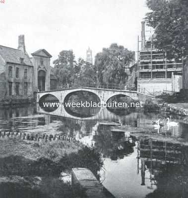 Belgi, 1921, Brugge, Het Minnewater te Brugge bij het Begijnhof