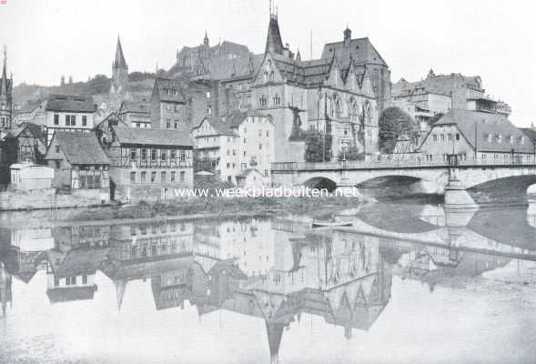 Duitsland, 1921, Marburg, De parel van 't Hessenland. Universiteit en Lahnbrug te Marburg