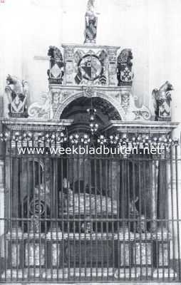 De Oude Kerk te Delft. Praalgraf van Elisabeth Tegor, dochter van Marnix van St. Aldegonde, gehuwd met kolonel Carel Morgan, als maker van dit graf wordt Hendrick de Keyser genoemd