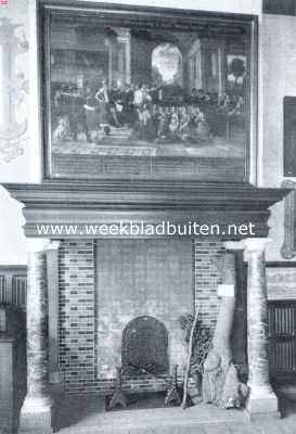 Zuid-Holland, 1921, Delft, Het Prinsenhof te Delft. Schouw met schilderstuk voorstellende 