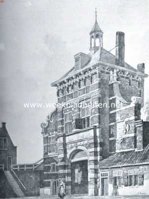 Zuid-Holland, 1921, Dordrecht, Dordrecht's stadspoorten. De Spuipoort, afgebroken in 1874. Binnenzijde. Naar een tekening in het gemeentearchief