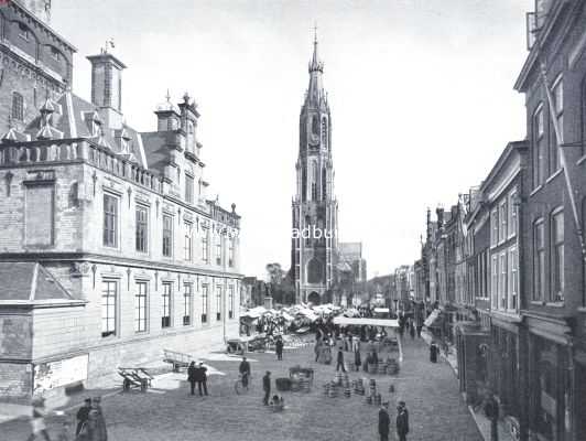 Zuid-Holland, 1921, Delft, De Nieuwekerk te Delft. Gezien van het westen