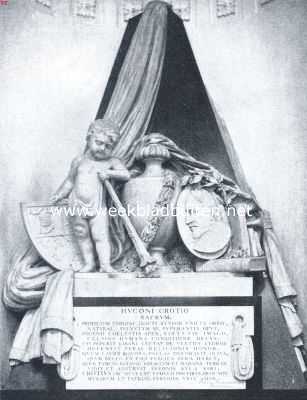 Zuid-Holland, 1921, Delft, De Nieuwekerk te Delft. Het grafmonument van Hugo de Groot