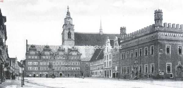 Duitsland, 1921, Zerbst, Oude Duitsche raadhuizen. Het raadhuis te Zerbst (links)