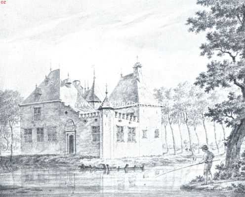 Het kasteel Develstein, voorzijde. Naar een teekening in het archief te Dordrecht