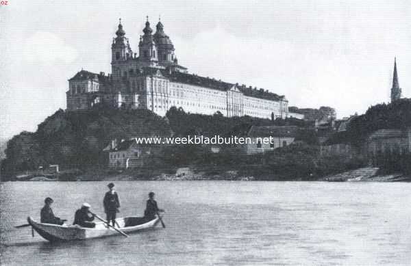 Oostenrijk, 1921, Pchlarn, Het klooster Melk, van den Donau af gezien