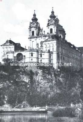 Oostenrijk, 1921, Pchlarn, Het klooster Melk. De gebouwen aan de rivierzijde