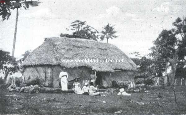 Eilandjes in den Grooten Oceaan. Huis van de Tonga-groep