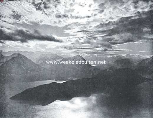 Zwitserland, 1921, Onbekend, Rigi-panorama bij zonsondergang