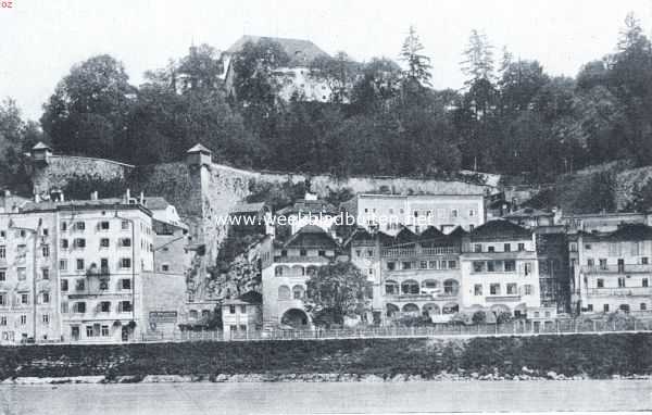 Oostenrijk, 1921, Salzburg, Salzburg. Oude huizen aan de Steinquai