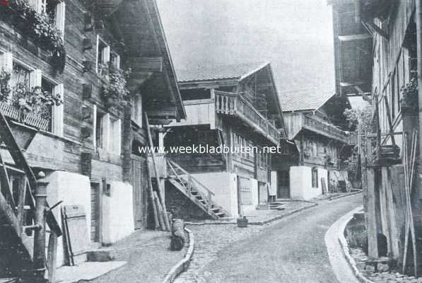 Zwitserland, 1922, Sarnen, Een typisch Zwitschers dorpsstraatje in Sarnen