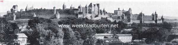 Frankrijk, 1922, Carcassonne, La cit de Carcassonne, gezien van het westen