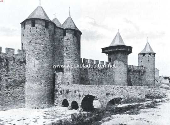 Frankrijk, 1922, Carcassonne, La cit de Carcassonne. Gedeelte van het kasteel, achterzijde